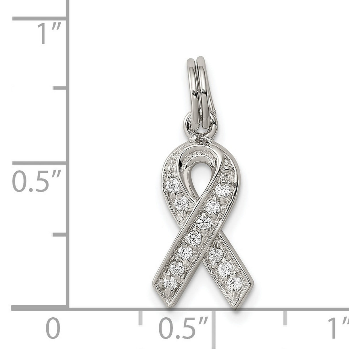 Sterling Silver Awareness Ribbon Pendant with Cubic Zirconia, Symbolic Hope Jewelry for Women