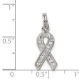 Sterling Silver Awareness Ribbon Pendant with Cubic Zirconia, Symbolic Hope Jewelry for Women