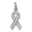 Sterling Silver Awareness Ribbon Pendant with Cubic Zirconia, Symbolic Hope Jewelry for Women