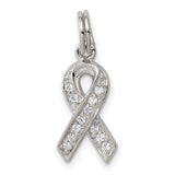 Sterling Silver Awareness Ribbon Pendant with Cubic Zirconia, Symbolic Hope Jewelry for Women
