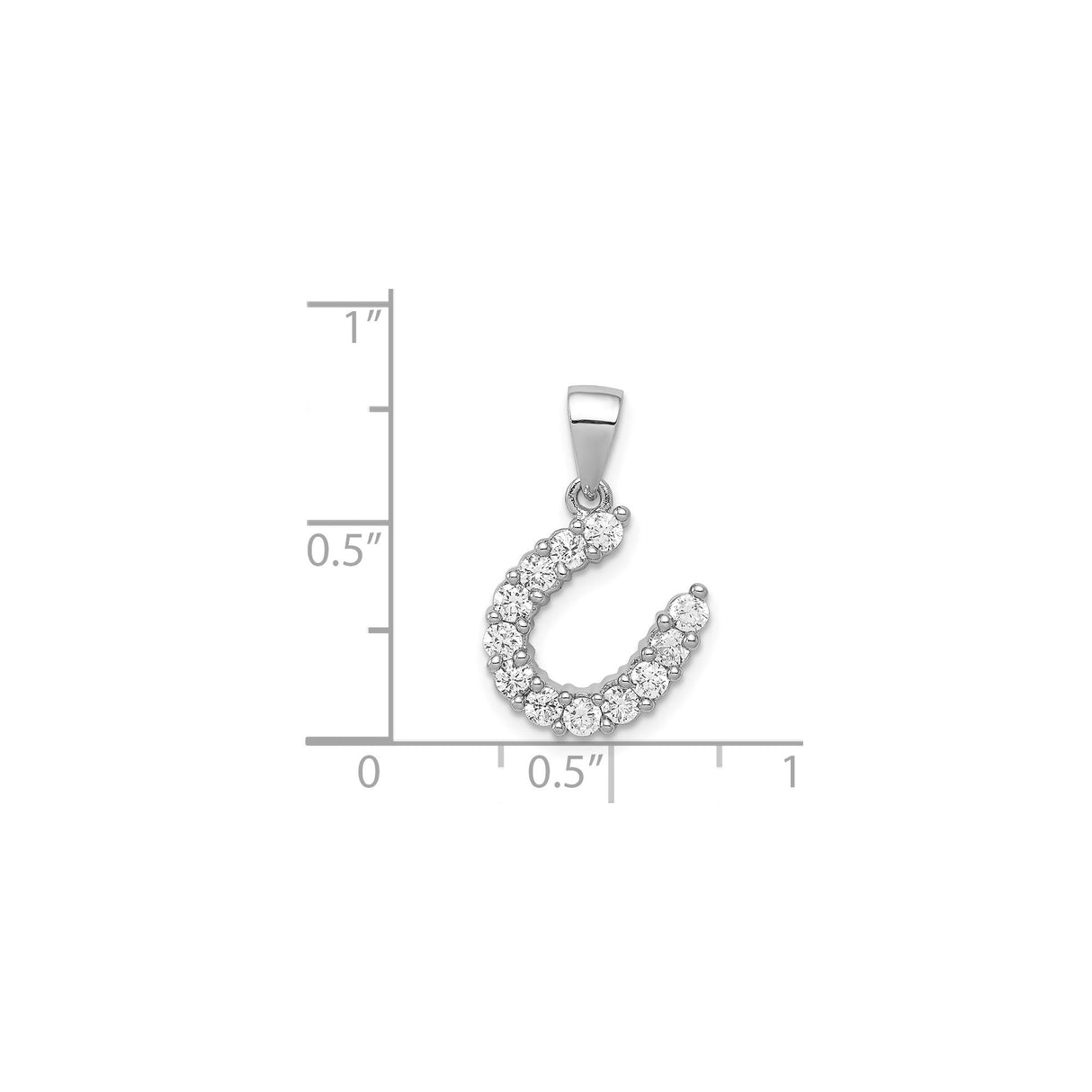 Sterling Silver Horseshoe Pendant with Cubic Zirconia, Western Lucky Talisman Style for Women