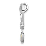 Sterling Silver Pendant with Curved Open Heart, Dangle Opal Heart and Cubic Zirconia Accents