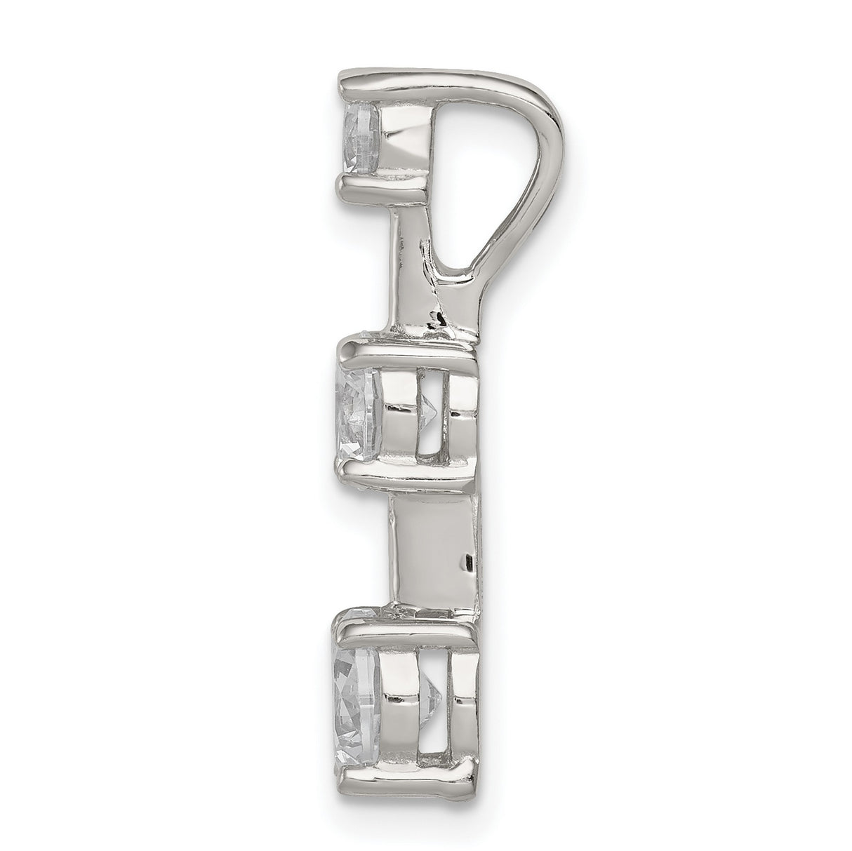 3 stone CZ Charm Pendant in Real 925 Sterling Silver
