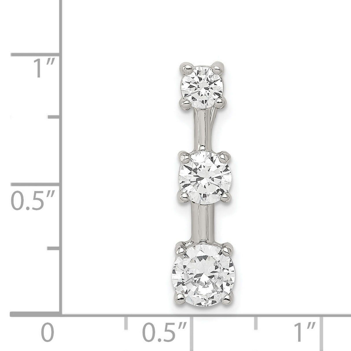3 stone CZ Charm Pendant in Real 925 Sterling Silver