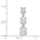 3 stone CZ Charm Pendant in Real 925 Sterling Silver