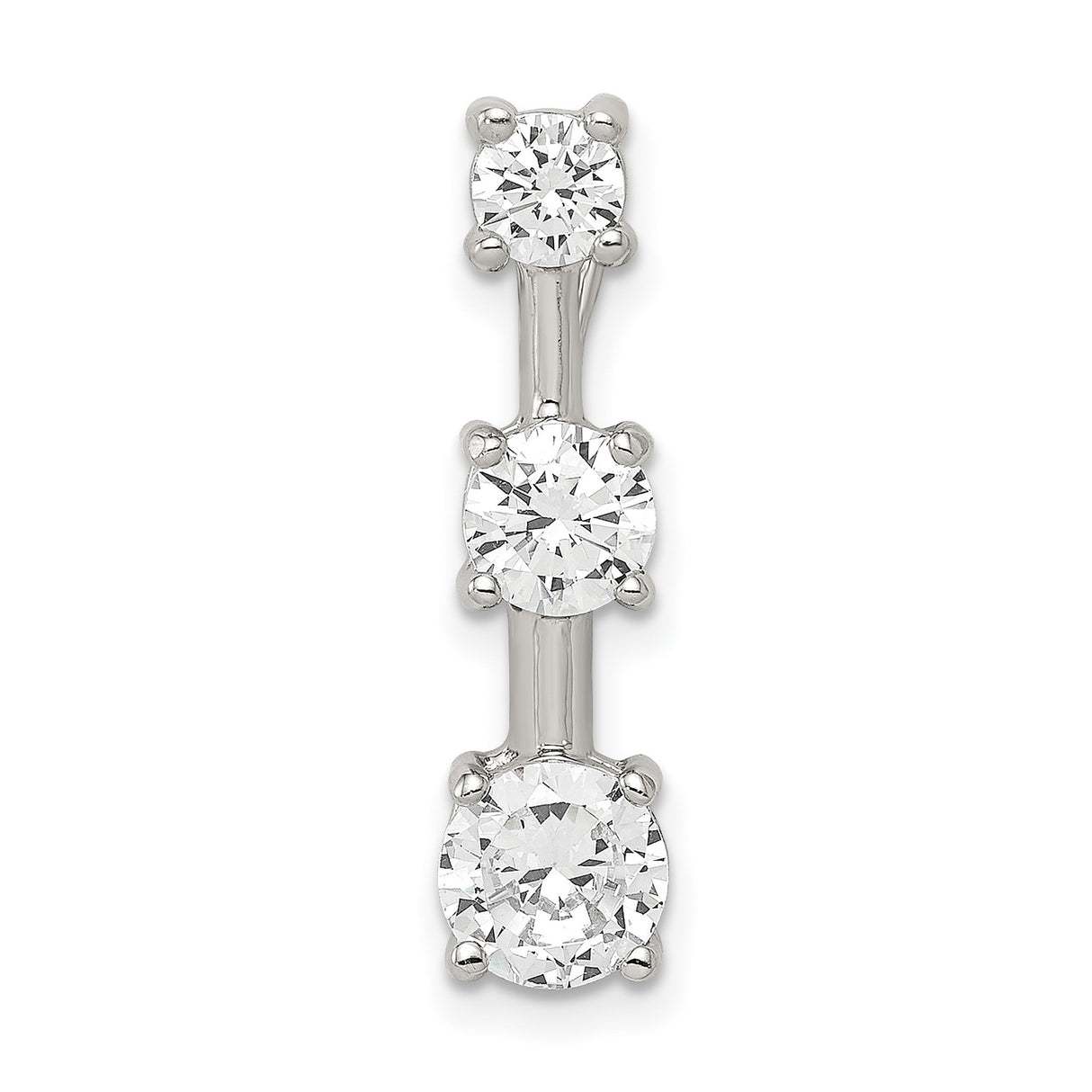 3 stone CZ Charm Pendant in Real 925 Sterling Silver