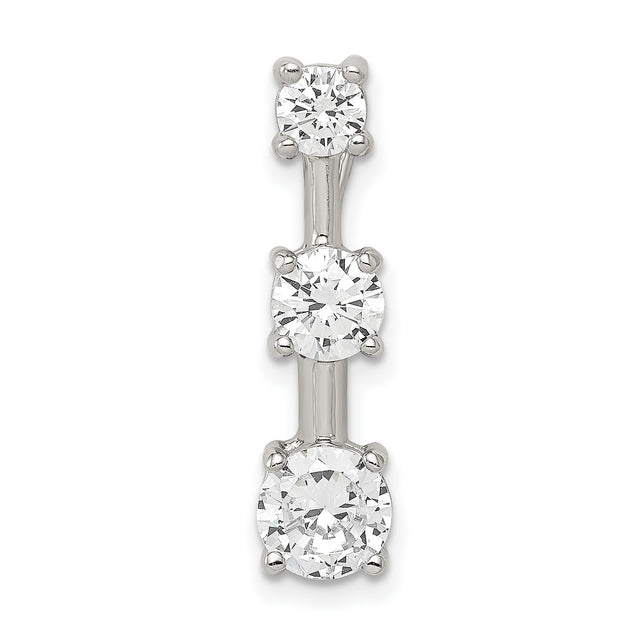 3 stone CZ Charm Pendant in Real 925 Sterling Silver