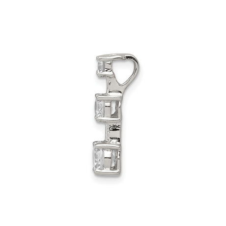 Sterling Silver Pendant with Three Cubic Zirconia Stones in Graduated Vertical Design