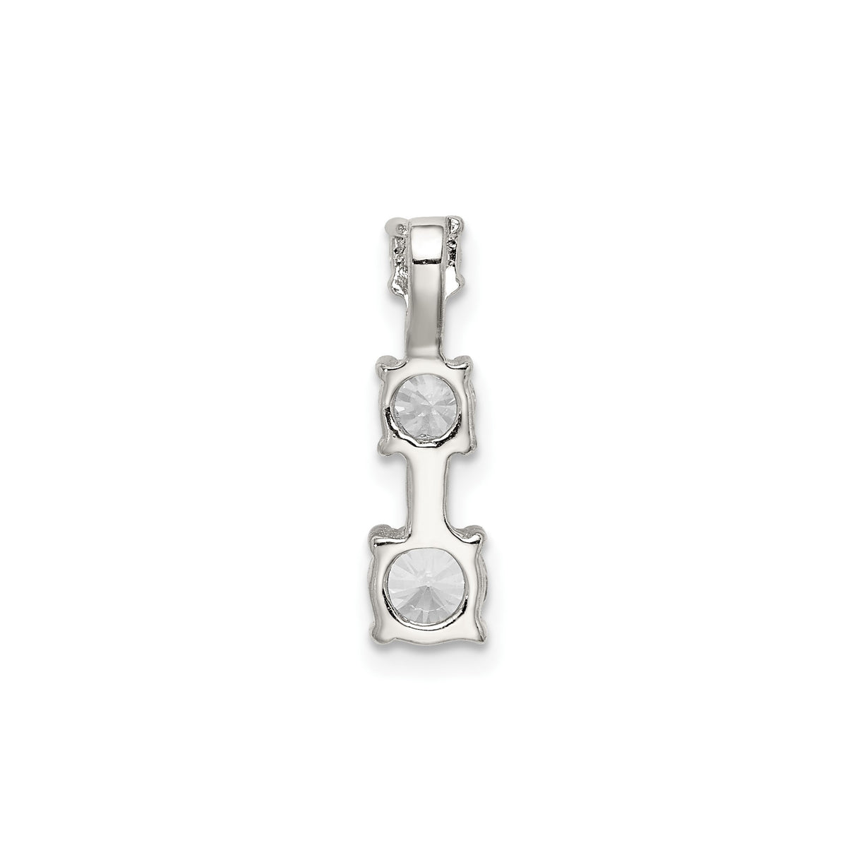 Sterling Silver Pendant with Three Cubic Zirconia Stones in Graduated Vertical Design