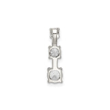 Sterling Silver Pendant with Three Cubic Zirconia Stones in Graduated Vertical Design
