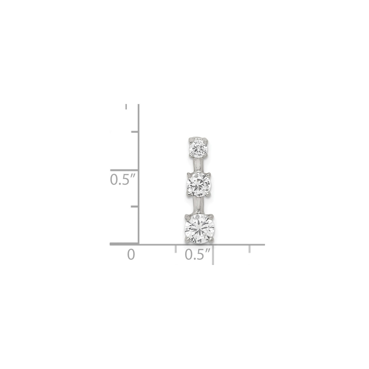 Sterling Silver Pendant with Three Cubic Zirconia Stones in Graduated Vertical Design