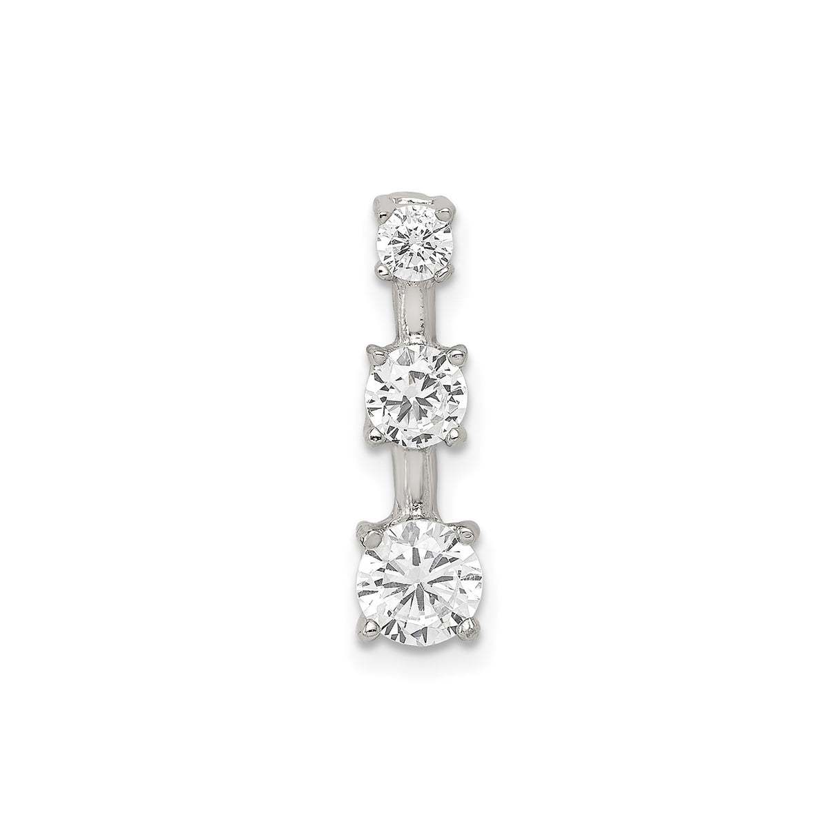 Sterling Silver Pendant with Three Cubic Zirconia Stones in Graduated Vertical Design