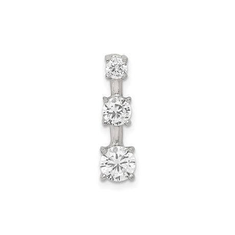 Sterling Silver Pendant with Three Cubic Zirconia Stones in Graduated Vertical Design