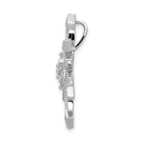 Sterling Silver Snowflake Pendant with Cubic Zirconia, Winter Holiday Jewelry for Women