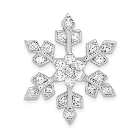 Sterling Silver Snowflake Pendant with Cubic Zirconia, Winter Holiday Jewelry for Women