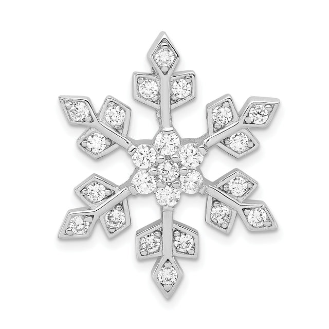 Sterling Silver Snowflake Pendant with Cubic Zirconia, Winter Holiday Jewelry for Women