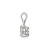Sterling Silver Solitaire Pendant with Cubic Zirconia in Prong Setting, Minimalist Charm for Women