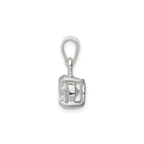 Sterling Silver Solitaire Pendant with Cubic Zirconia in Prong Setting, Minimalist Charm for Women