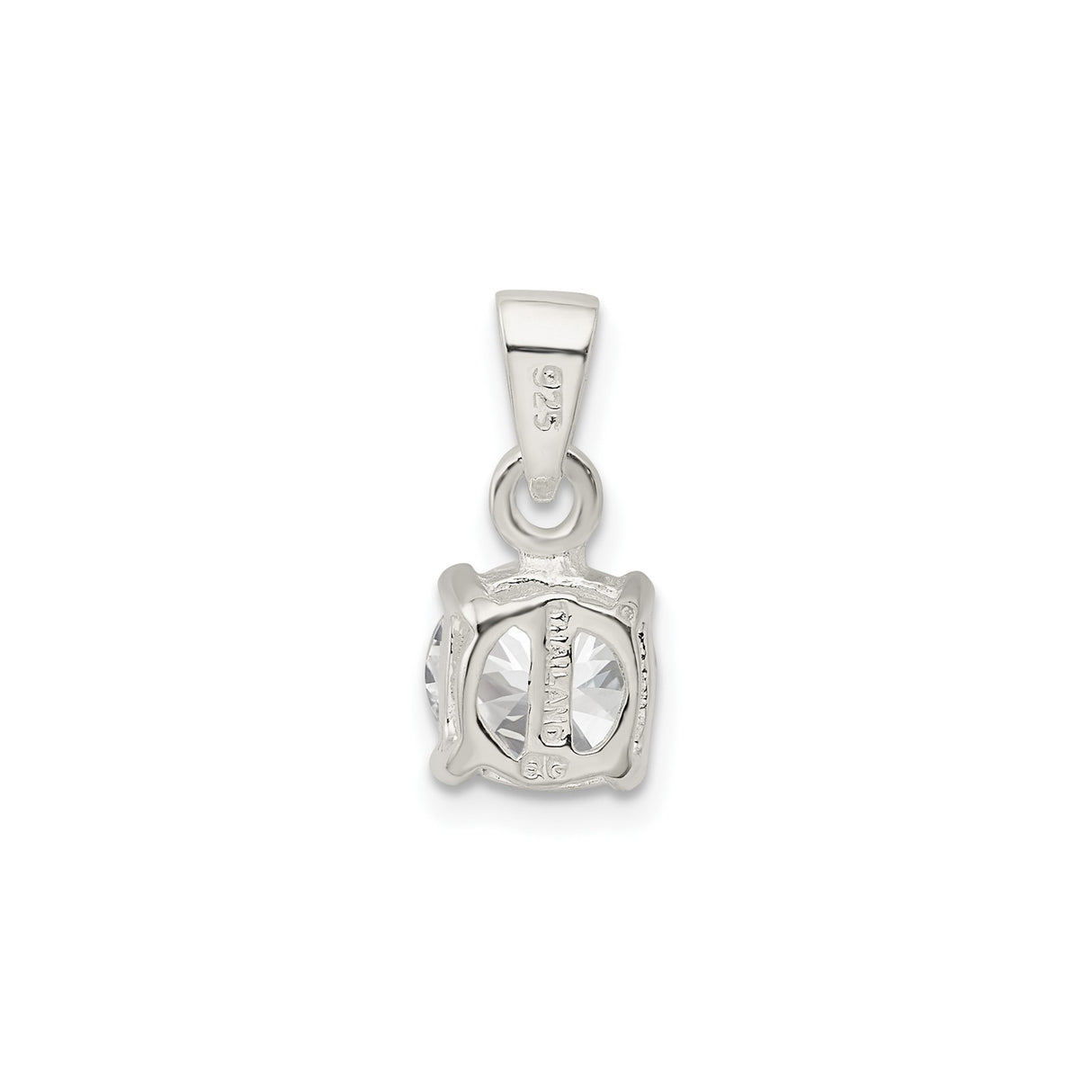 Sterling Silver Solitaire Pendant with Cubic Zirconia in Prong Setting, Minimalist Charm for Women
