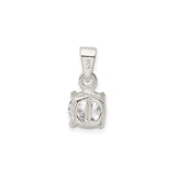 Sterling Silver Solitaire Pendant with Cubic Zirconia in Prong Setting, Minimalist Charm for Women
