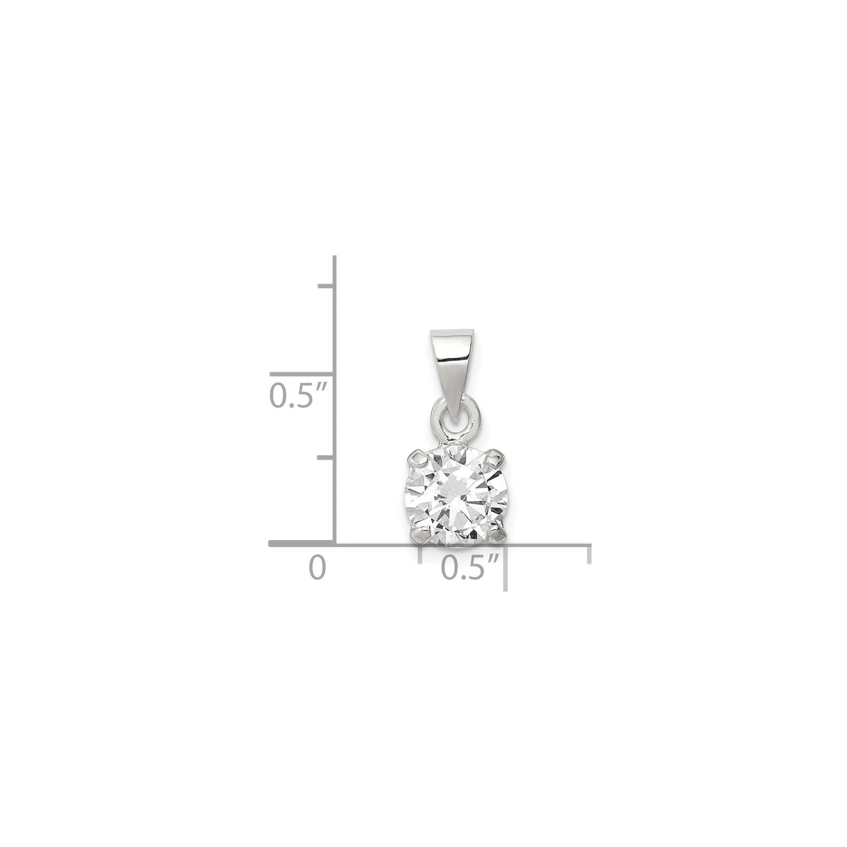 Sterling Silver Solitaire Pendant with Cubic Zirconia in Prong Setting, Minimalist Charm for Women