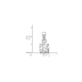 Sterling Silver Solitaire Pendant with Cubic Zirconia in Prong Setting, Minimalist Charm for Women