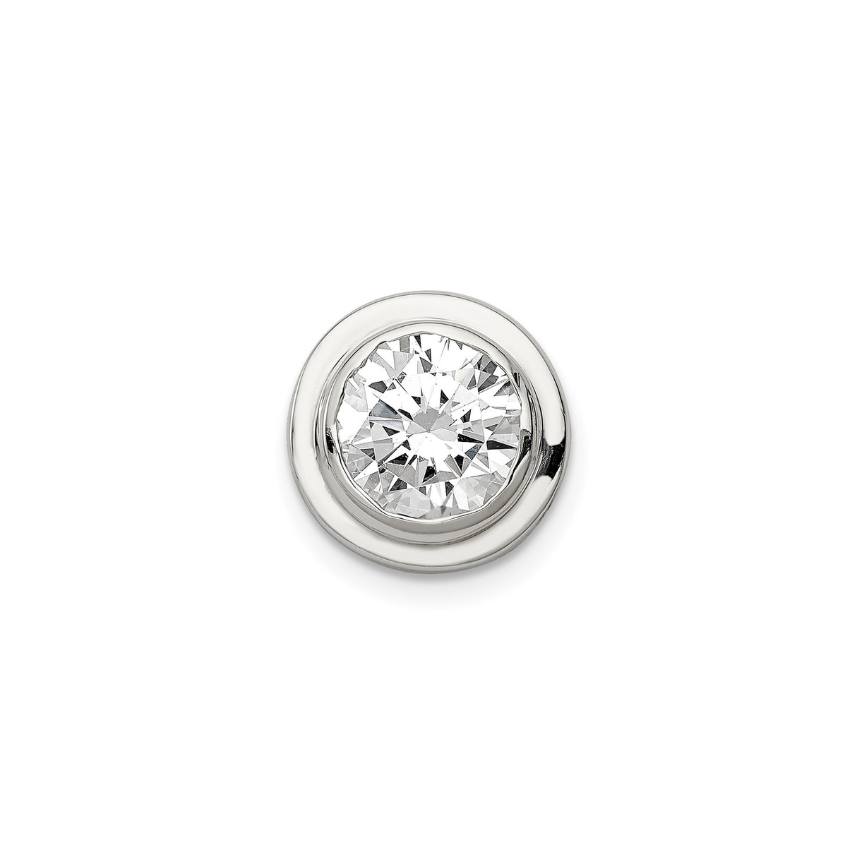 Sterling Silver Pendant with Cubic Zirconia, Bezel Set Round Cut, Minimalist Design