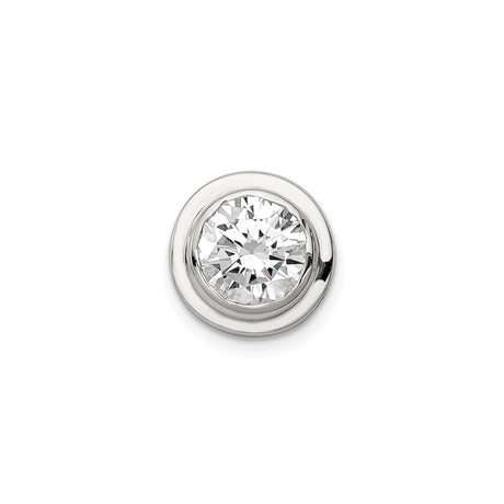 Sterling Silver Pendant with Cubic Zirconia, Bezel Set Round Cut, Minimalist Design