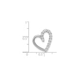 Sterling Silver Heart Pendant with Cubic Zirconia, Open Heart Design for Women