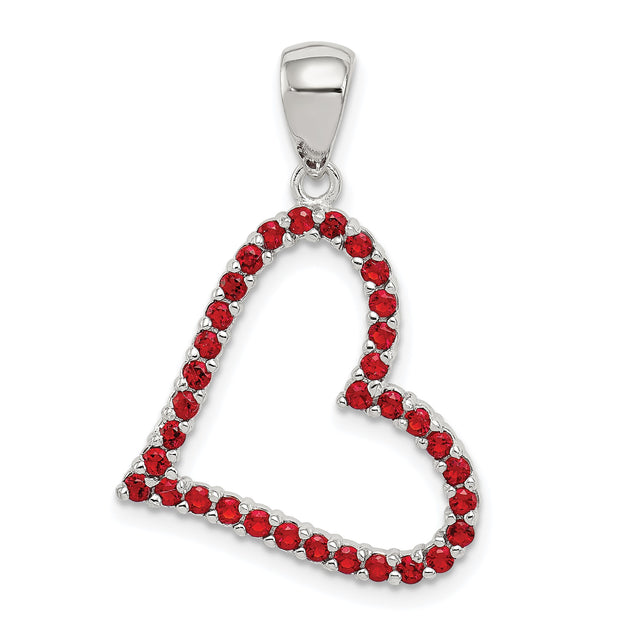 Sterling Silver Heart Pendant with Cubic Zirconia, Open Heart Design, Romantic Charm for Women