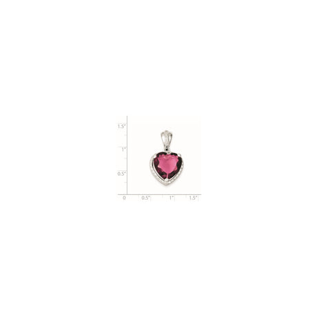 Sterling Silver Heart Pendant with Pink Cubic Zirconia , Romantic Jewelry for Women