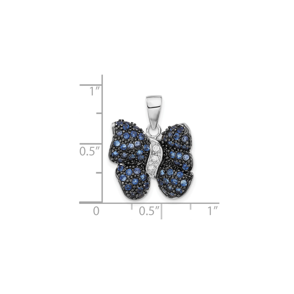 Sterling Silver Butterfly Pendant with Blue and Clear Cubic Zirconia, Nature Inspired Jewelry for Women