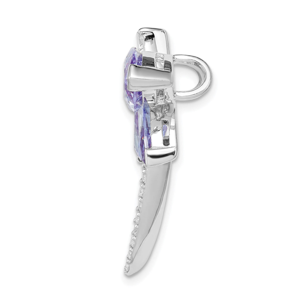 Sterling Silver Dragonfly Brooch Pin with Lavender Cubic Zirconia Wings and Clear Accents