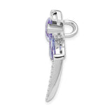 Sterling Silver Dragonfly Brooch Pin with Lavender Cubic Zirconia Wings and Clear Accents