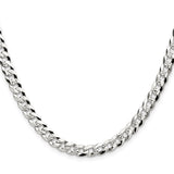925 White Gold 5.9 mm Curb Chain Necklace, Polished