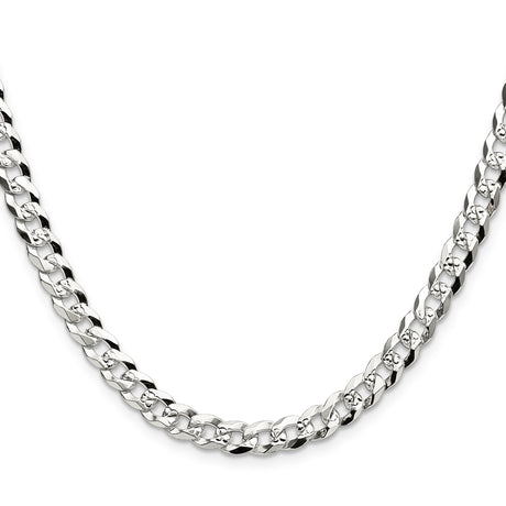 925 White Gold 5.9 mm Curb Chain Necklace, Polished