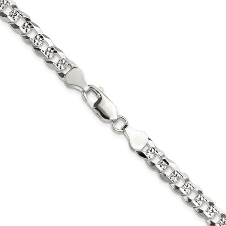 925 White Gold 5.9 mm Curb Chain Necklace, Polished alternate angle