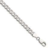 925 White Gold 5.9 mm Curb Chain Bracelet, Polished shown for scale