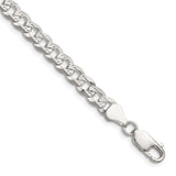 925 White Gold 5.9 mm Curb Chain Necklace, Polished detail view