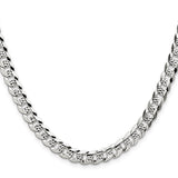 925 White Gold 6.75 mm Curb Chain Necklace, Polished