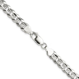 925 White Gold 6.75 mm Curb Chain Necklace, Polished alternate angle
