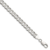 925 White Gold 6.75 mm Curb Chain Bracelet, Polished shown for scale