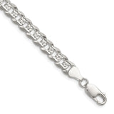 925 White Gold 6.75 mm Curb Chain Necklace, Polished detail view