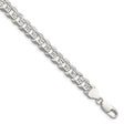 925 White Gold 7.9 mm Curb Chain Anklet, Polished shown for scale
