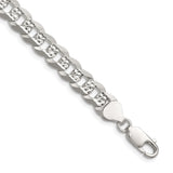 925 White Gold 7.9 mm Curb Chain Necklace, Polished detail view