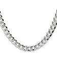 925 White Gold 8.25 mm Curb Chain Necklace, Polished