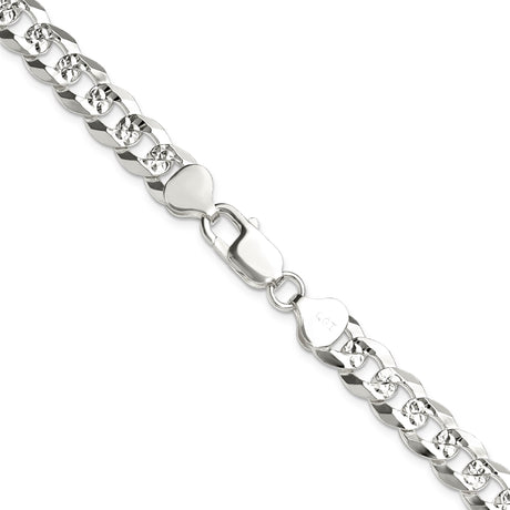 925 White Gold 8.25 mm Curb Chain Necklace, Polished alternate angle