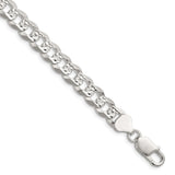 925 White Gold 8.25 mm Curb Chain Bracelet, Polished shown for scale