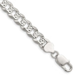 925 White Gold 8.25 mm Curb Chain Necklace, Polished detail view