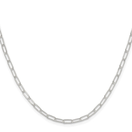 925 White Gold 2.9 mm Paperclip Chain Necklace, Polished